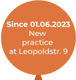 Info Ballon advising the new practice at Leopoldstr. 9